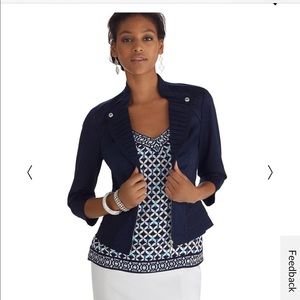 White House Black Market 3/4 Sleeve Mini Trench navy blue jacket blazer sz 6 NWT